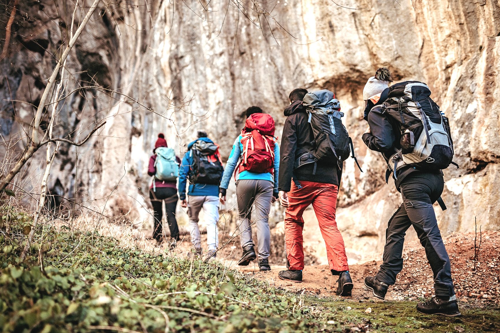 Group of tourist on hiking tour